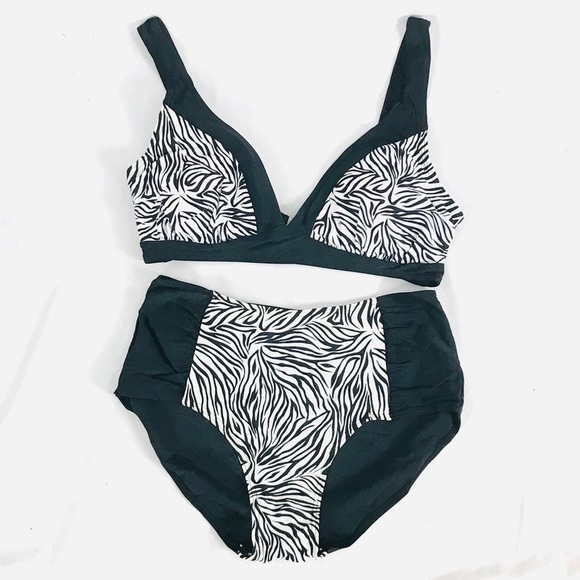 Zebra Print Vintage/ High waist Swim suit NWT - Picture 1 of 2